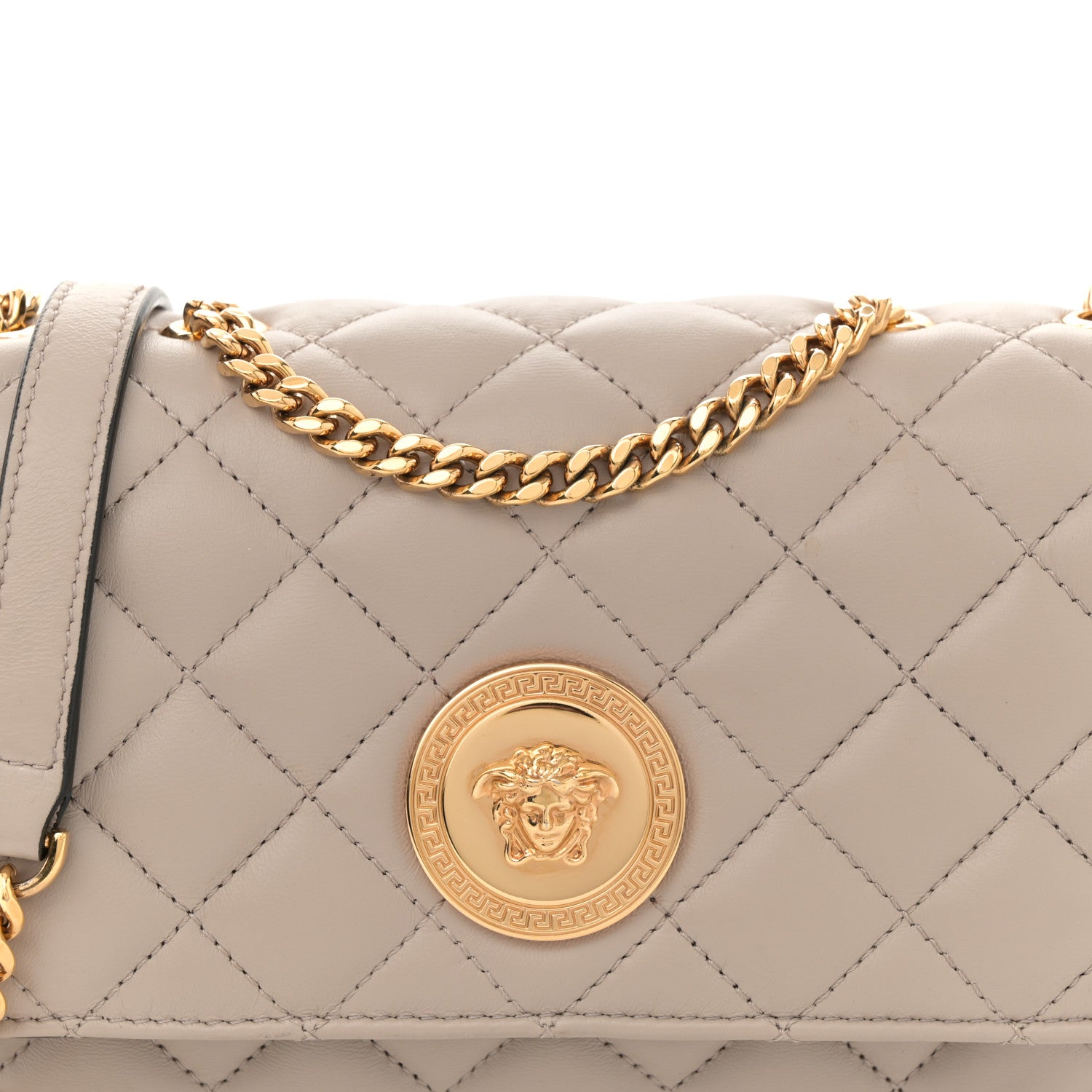 Versace Nappa Quilted Medusa Medium Chain Crossbody Taupe 7 of 10