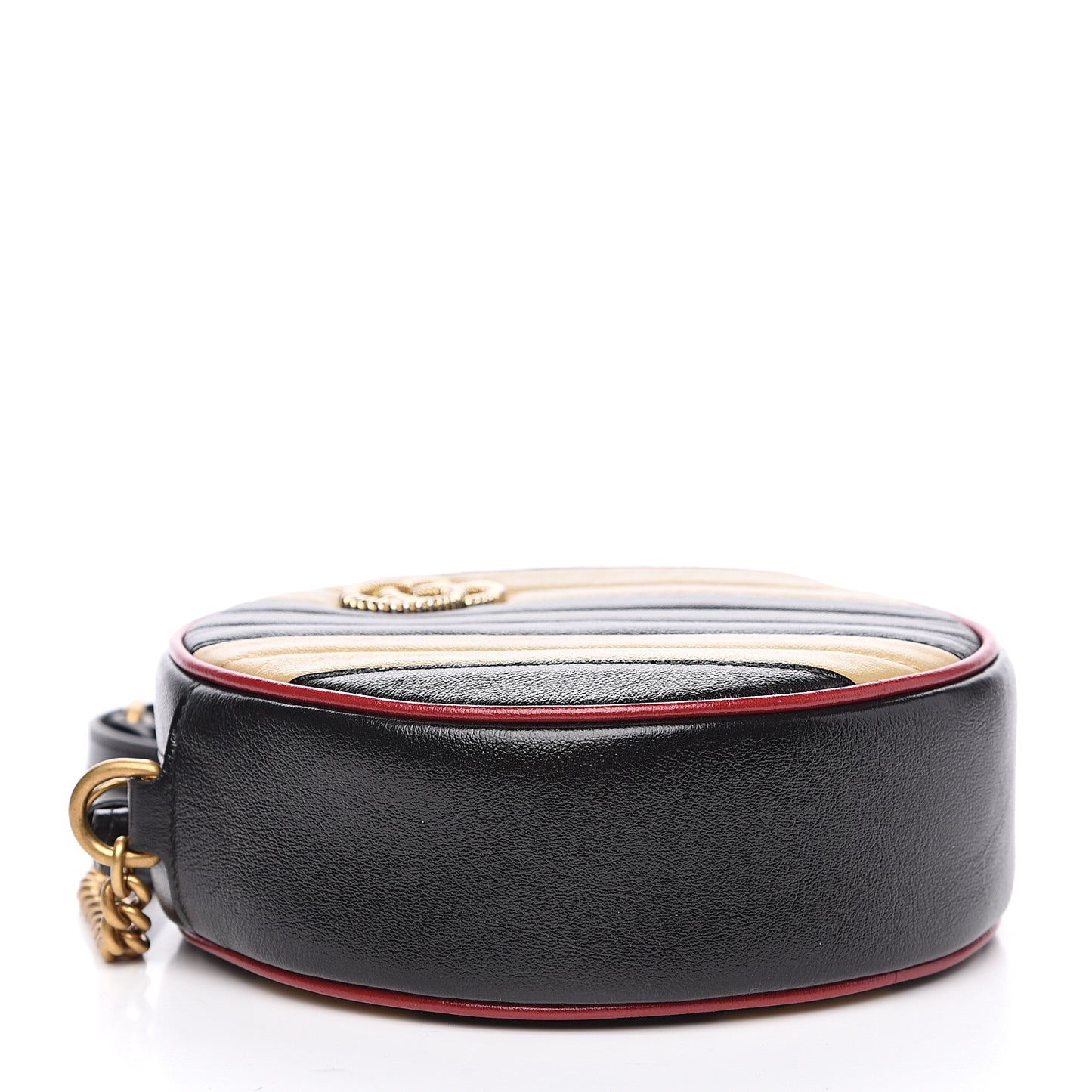 Azalea Calfskin Matelasse Diagonal Patchwork Mini Torchon GG Marmont Round Shoulder Bag Black Beige Romantic Cerise