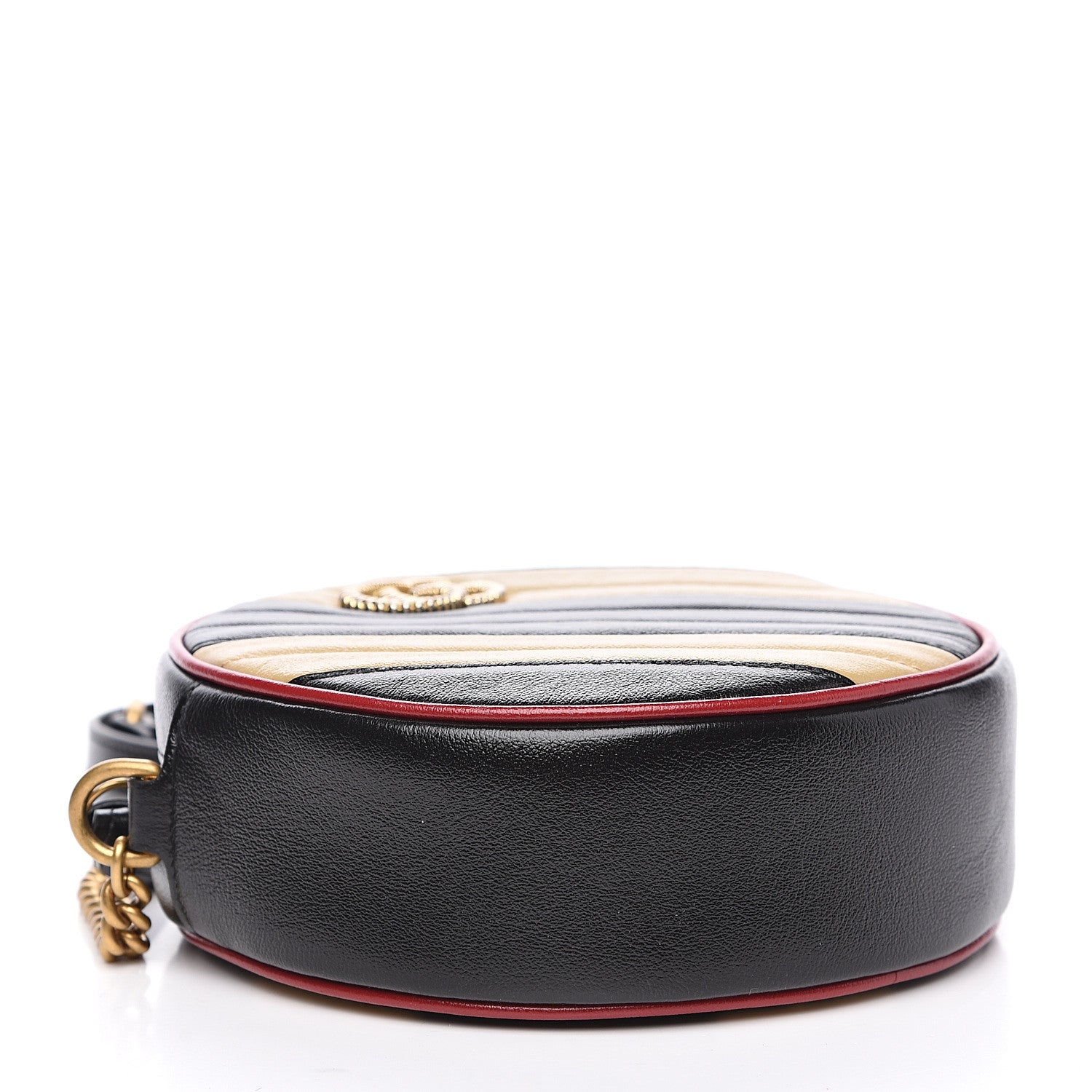 Gucci Azalea Calfskin Matelasse Diagonal Patchwork Mini Torchon GG Marmont Round Shoulder Bag Black Beige Romantic Cerise 3 of 10