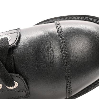 Chanel Calfskin Quilted Lace Up Combat Boots 36.5 Black 11 of 13