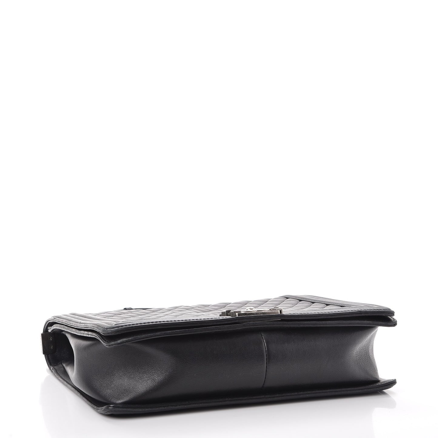 Calfskin Quilted Large Boy Flap Black
