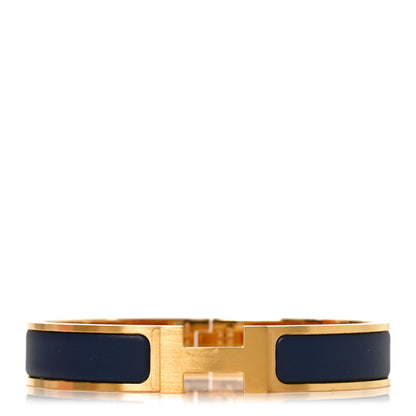 Hermes Matte Enamel Narrow Clic Clac HH Bracelet T4 Bleu Biarritz 1 of 5