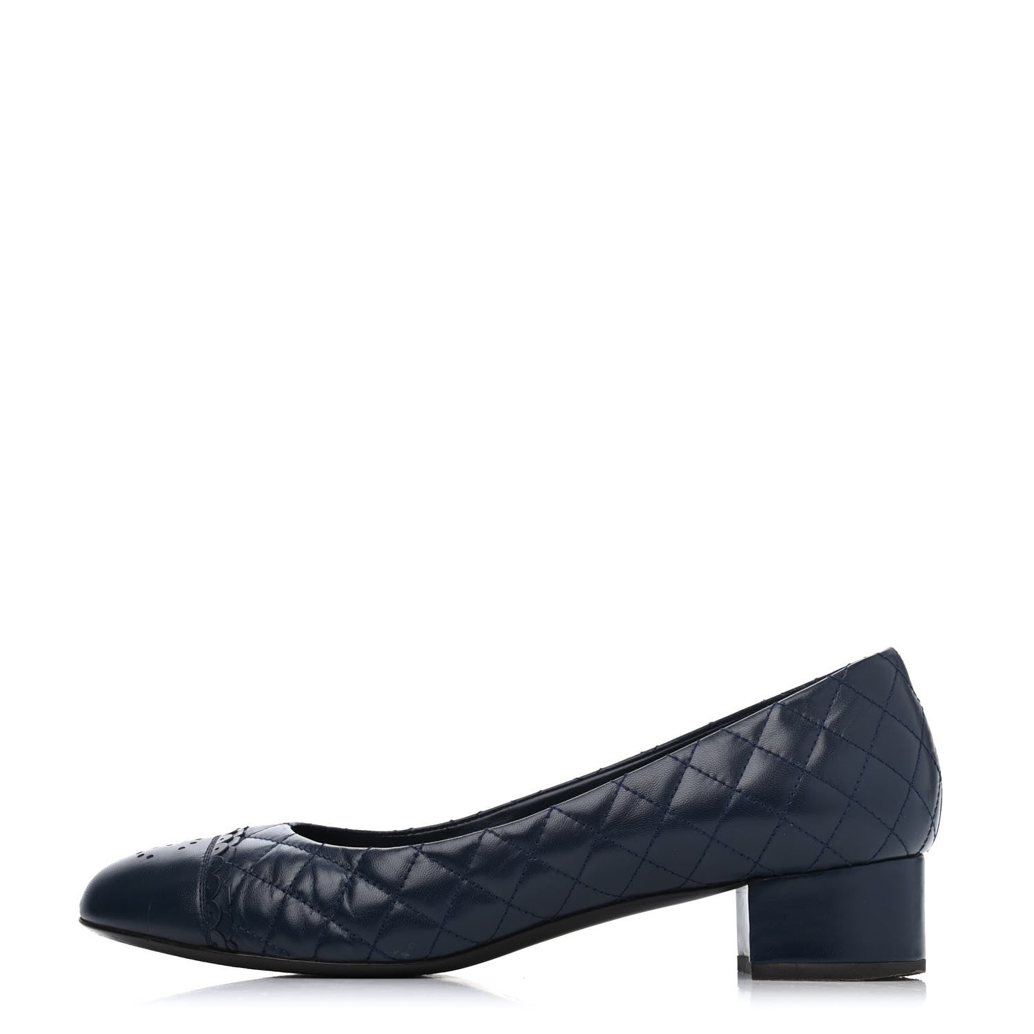Chanel Lambskin Quilted CC Cap Toe Low Heel Ballerina Pumps 41 Navy Blue 1 of 4