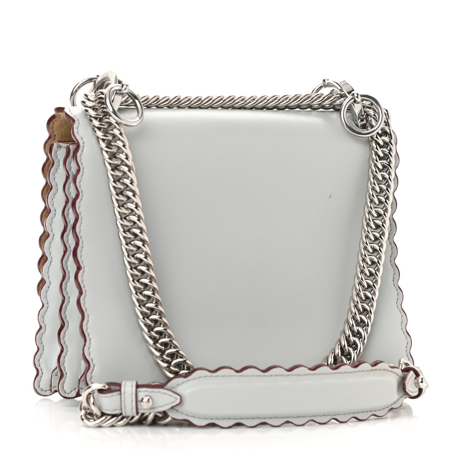 Vitello Liberty Scalloped Studded Small Kan I Shoulder Bag Grigio Perla