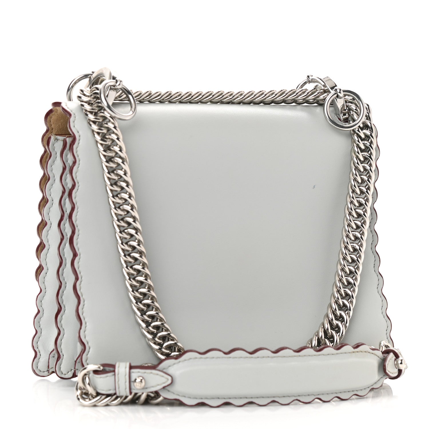 Fendi Vitello Liberty Scalloped Studded Small Kan I Shoulder Bag Grigio Perla 3 of 10