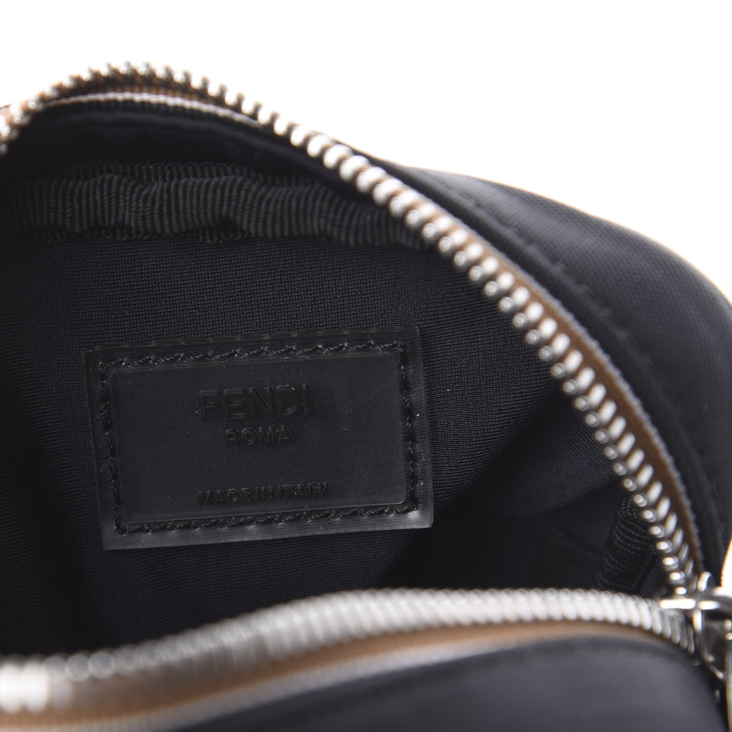 Fendi Nylon Vitello Century Pequin Logo Plate Small Crossbody Messenger Black 7 of 8