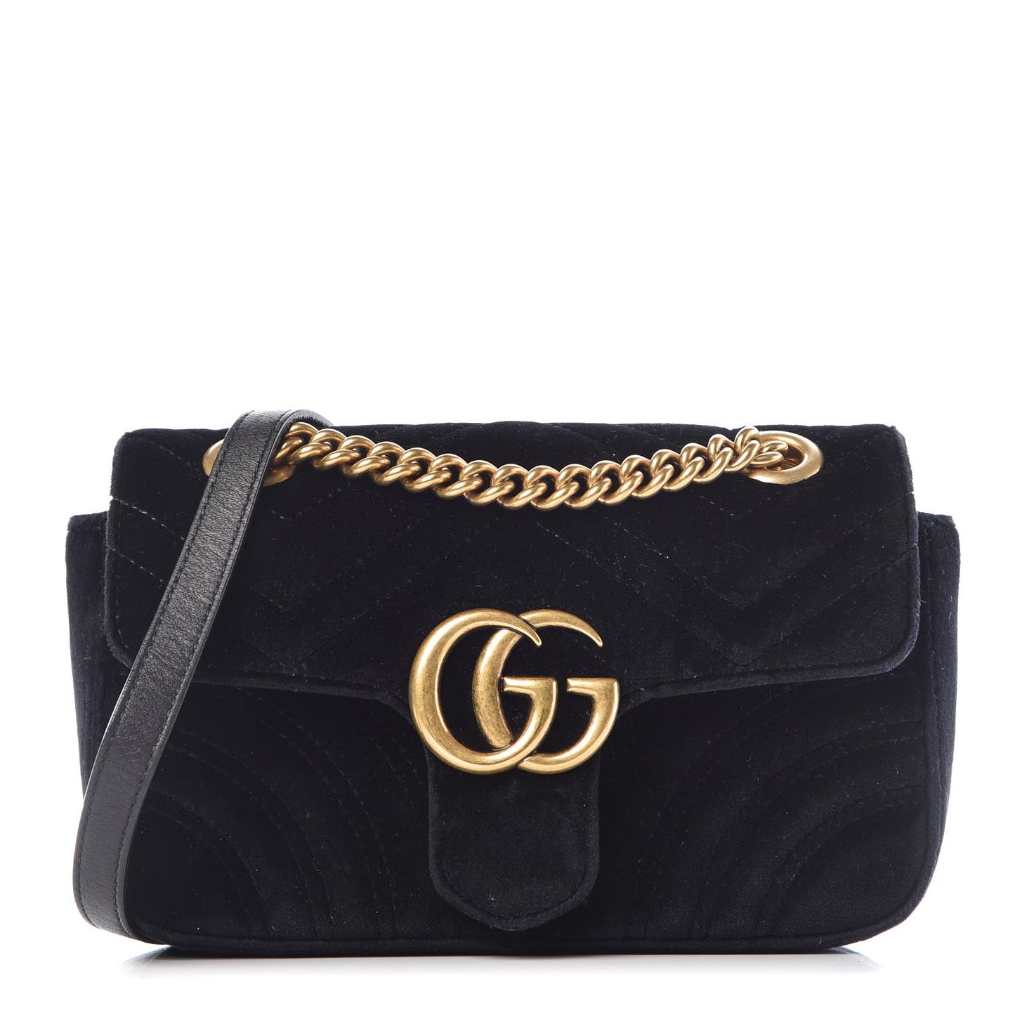 Velvet Matelasse Mini GG Marmont Shoulder Bag Black