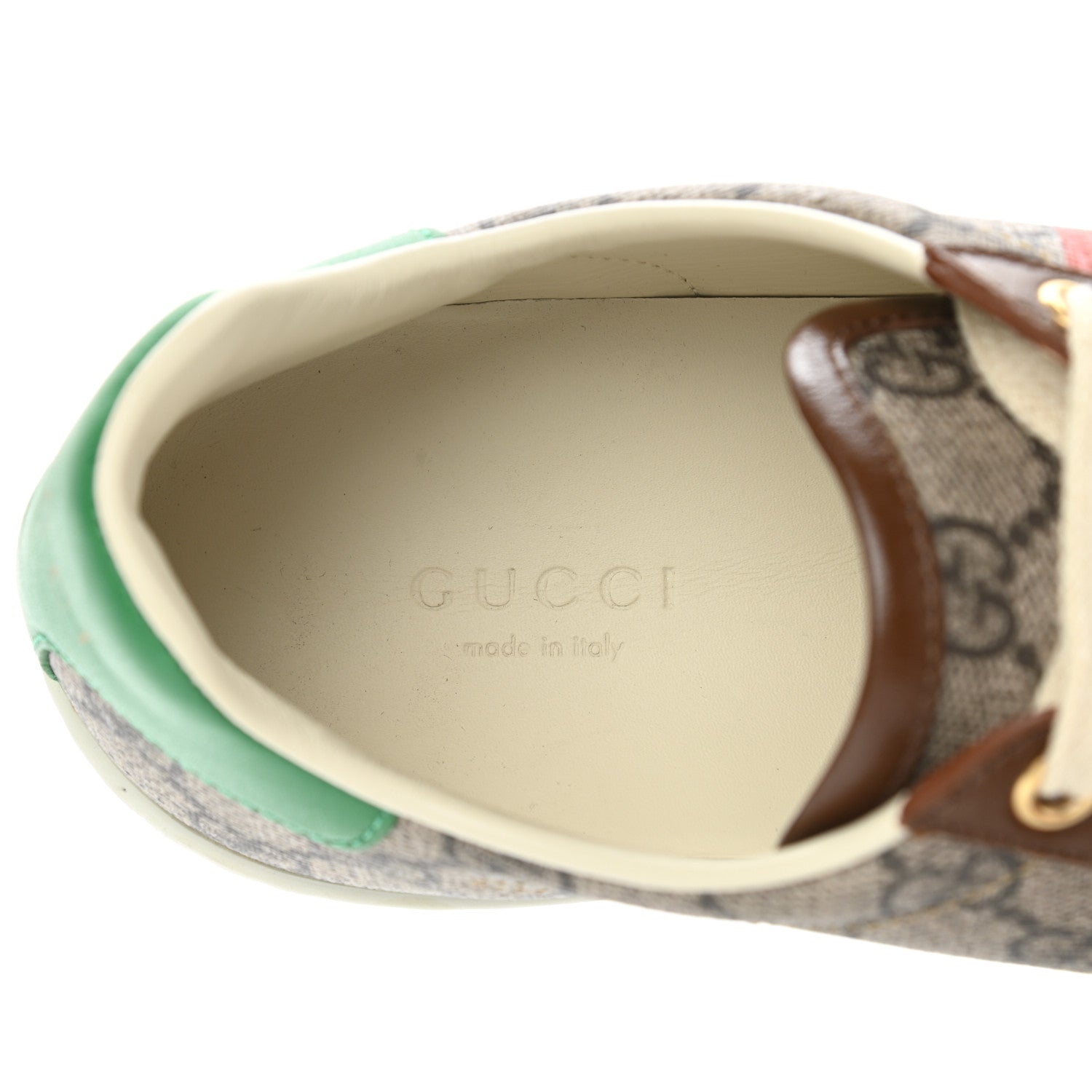 Gucci GG Supreme Monogram Fake/Not Womens Ace Sneakers 35.5 Beige New Shamarock Brown Sugar 7 of 9