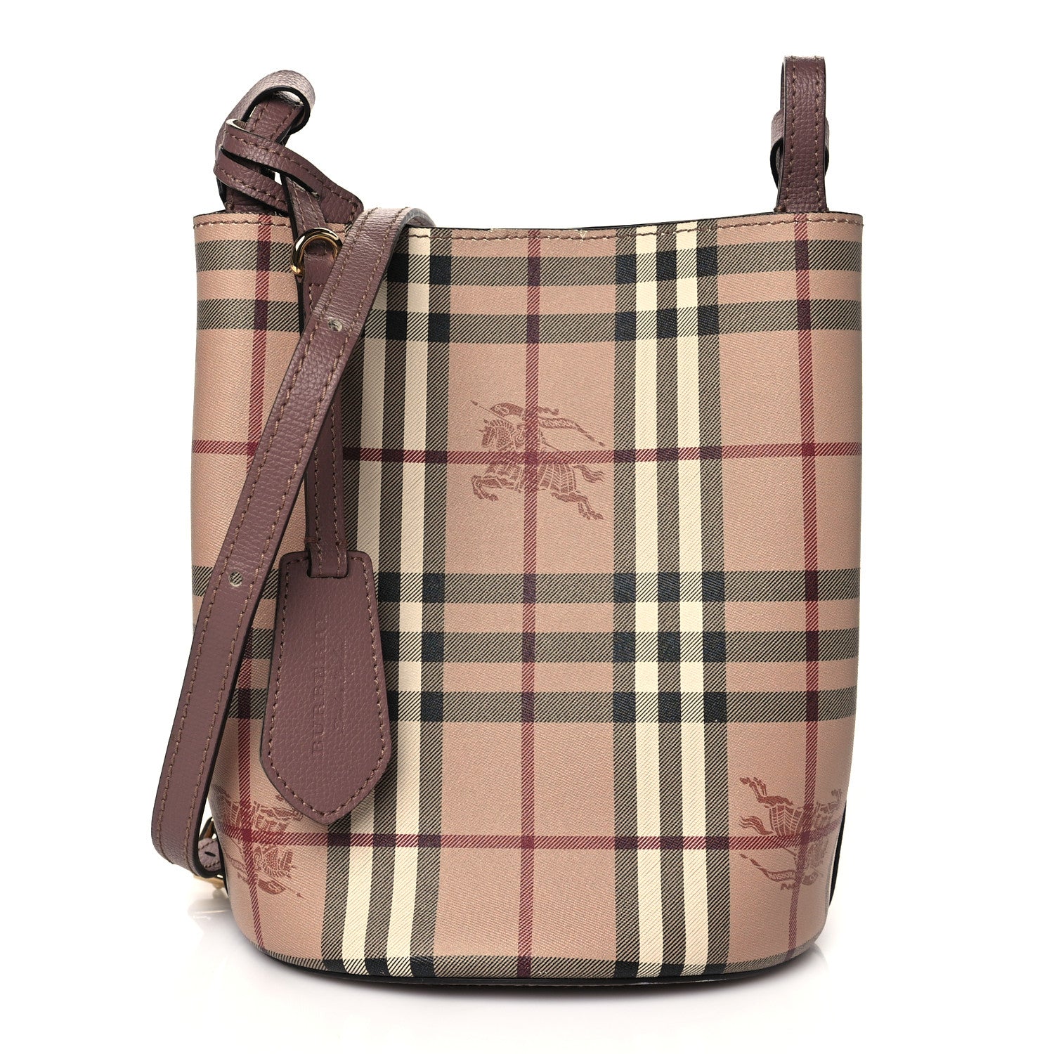 Burberry Haymarket Check Colours Small Lorne Bucket Crossbody Elderberry 1 of 11