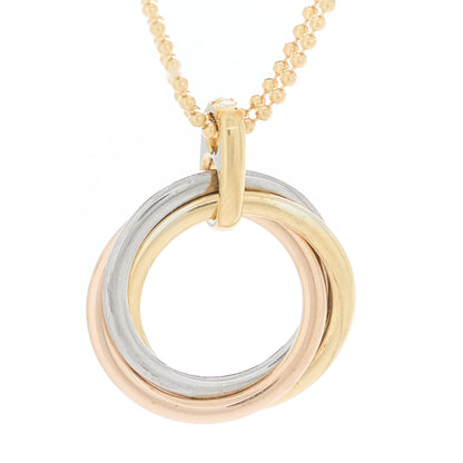 Cartier 18K Pink Yellow White Gold Diamond Trinity Double Bead Chain Pendant Necklace 6 of 7