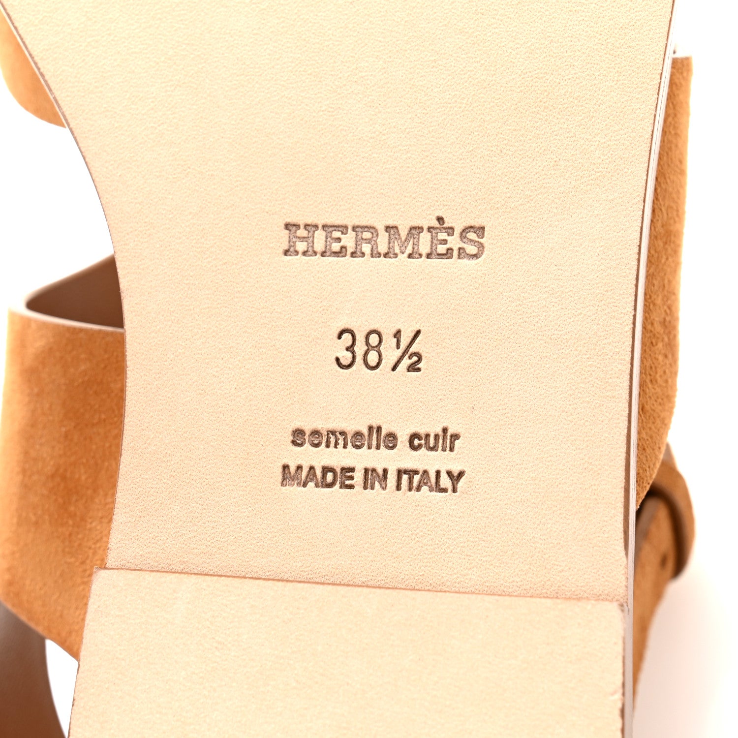 Hermes Suede Goatskin Karem Sandals 38.5 Naturel 7 of 10