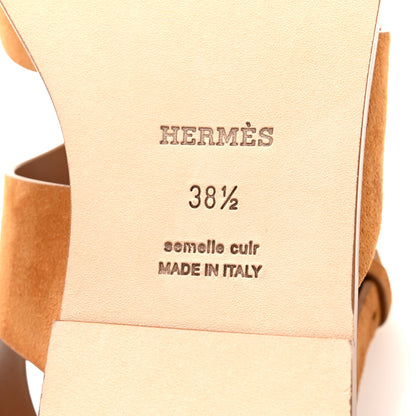 Hermes Suede Goatskin Karem Sandals 38.5 Naturel 7 of 10