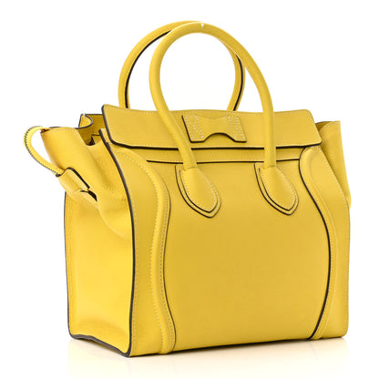 Celine Drummed Calfskin Mini Luggage Citron 3 of 12