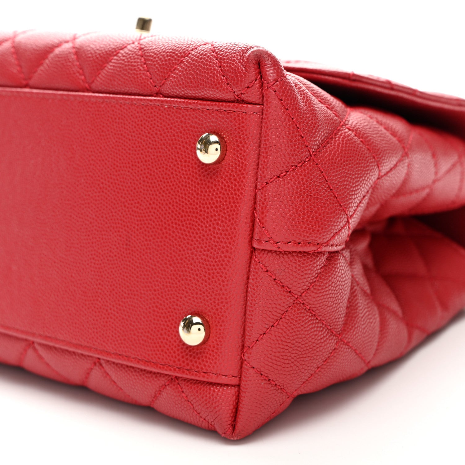 Chanel Caviar Lizard Embossed Quilted Small Coco Handle Flap Red 10 of 10