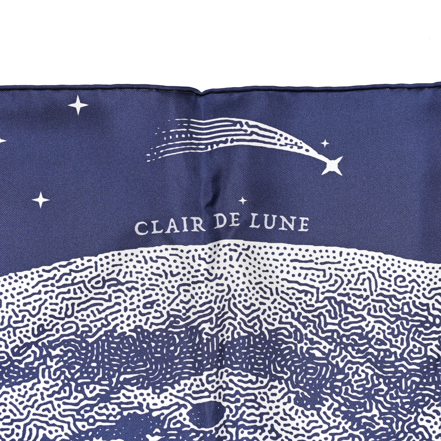 Silk Clair De Lune Double Face Scarf 90 Marine White Beige