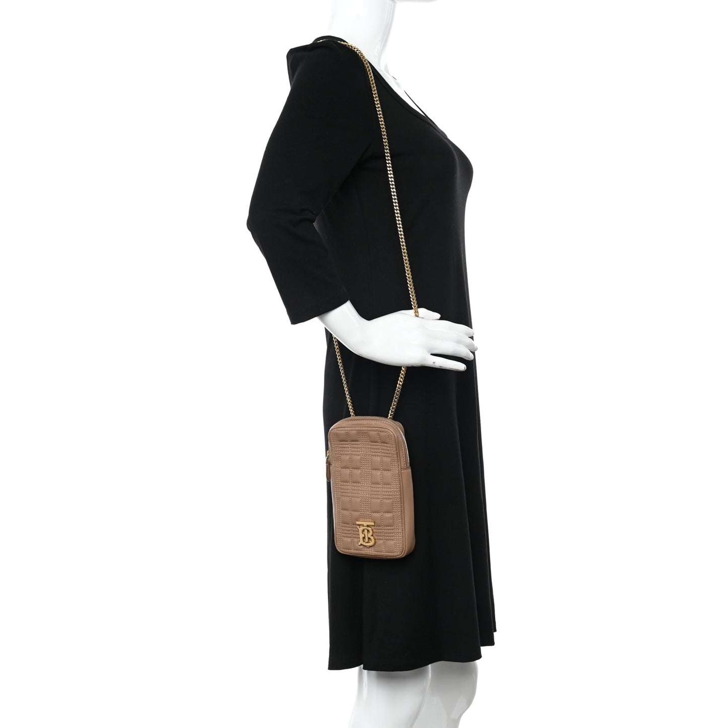 Lambskin Quilted Mini Lola Vertical Crossbody Bag Camel