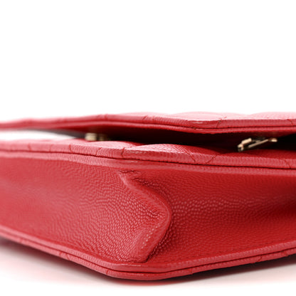 Chanel Caviar Quilted Wallet on Chain WOC Red 11 of 13