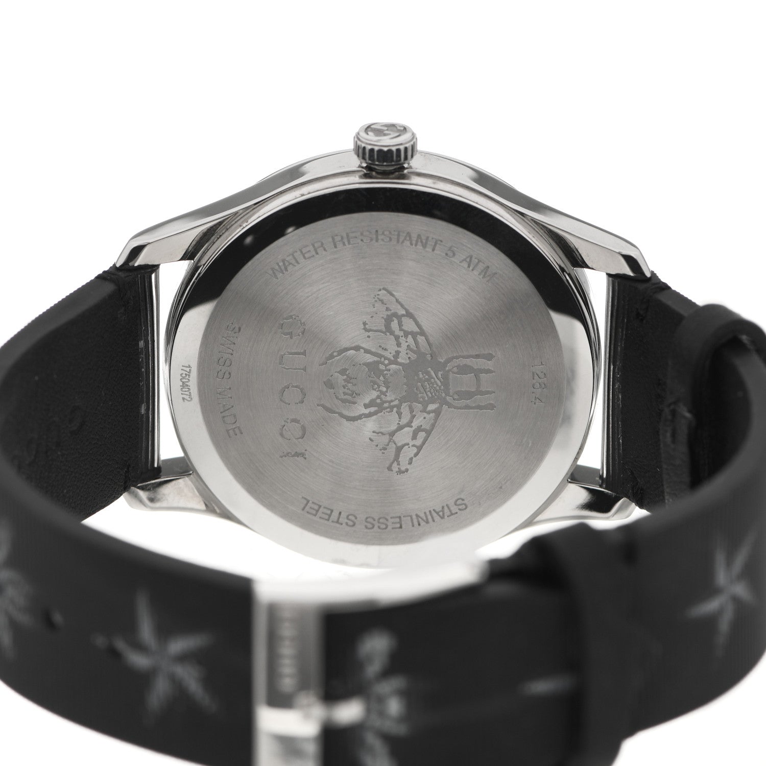 Gucci Stainless Steel Calfskin 38mm G-Timeless Bee Star Hologram Quartz Watch Black 4 of 4