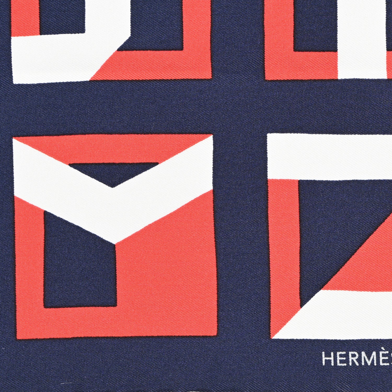 Hermes Silk Lettres Au Carre Scarf 45 Blanc Marine Rouge 2 of 4