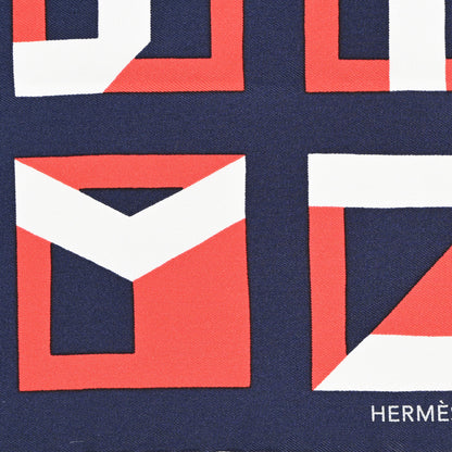 Hermes Silk Lettres Au Carre Scarf 45 Blanc Marine Rouge 2 of 4