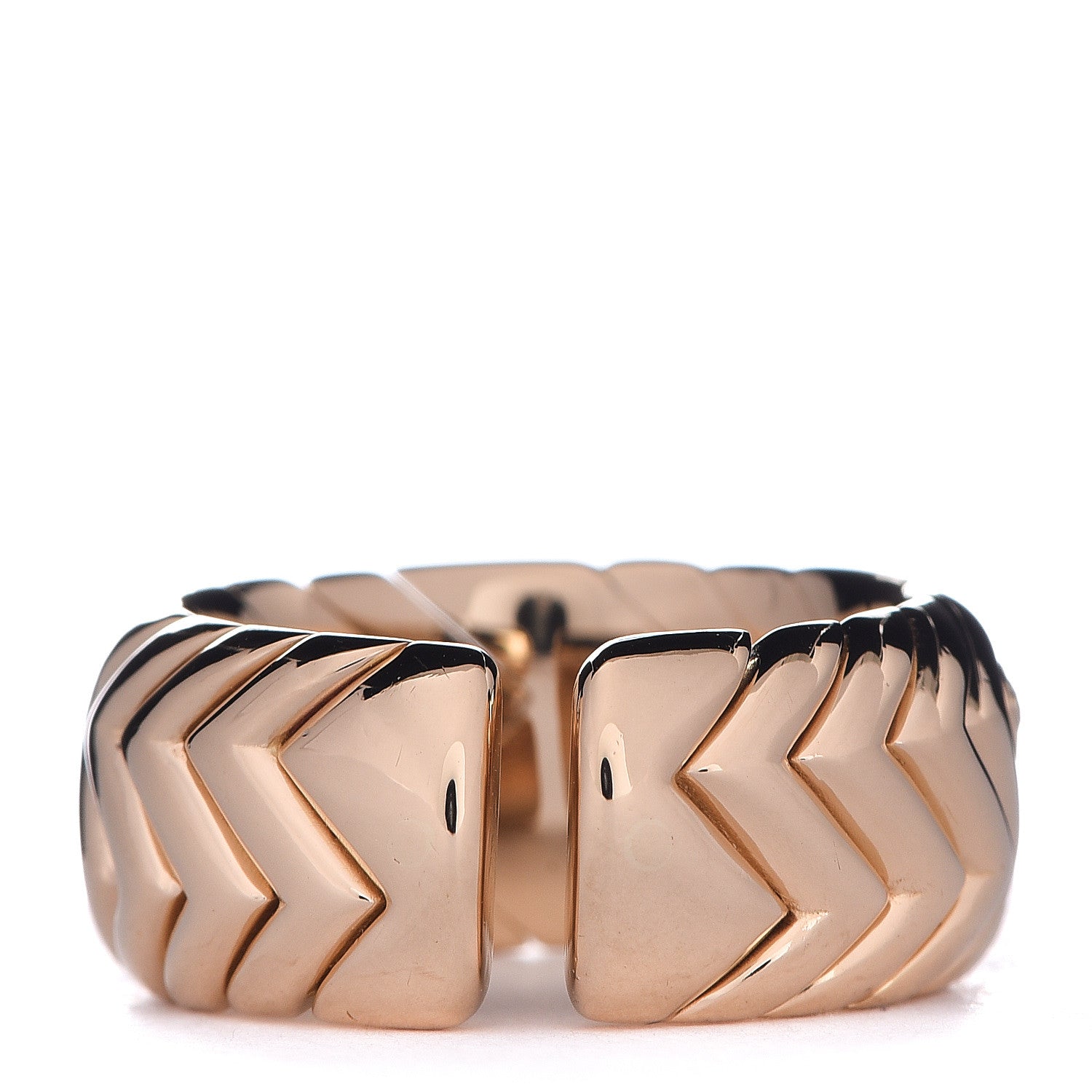 Bulgari 18K Yellow Gold Diamond Spiga Ring 53 6.5 3 of 4