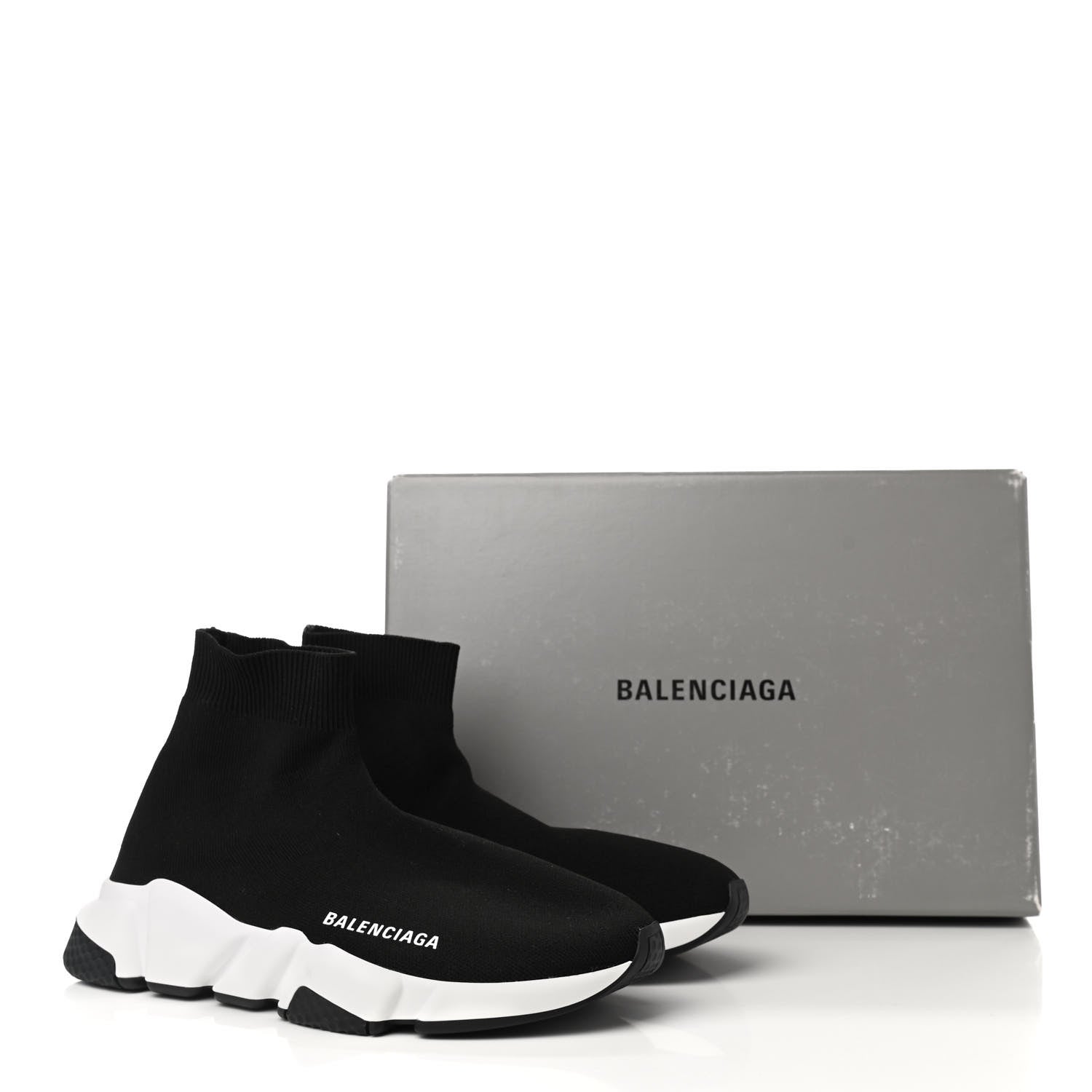 Balenciaga Neoprene Knit Womens Speed Sneakers 38 Black White 9 of 9