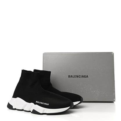 Balenciaga Neoprene Knit Womens Speed Sneakers 38 Black White 9 of 9
