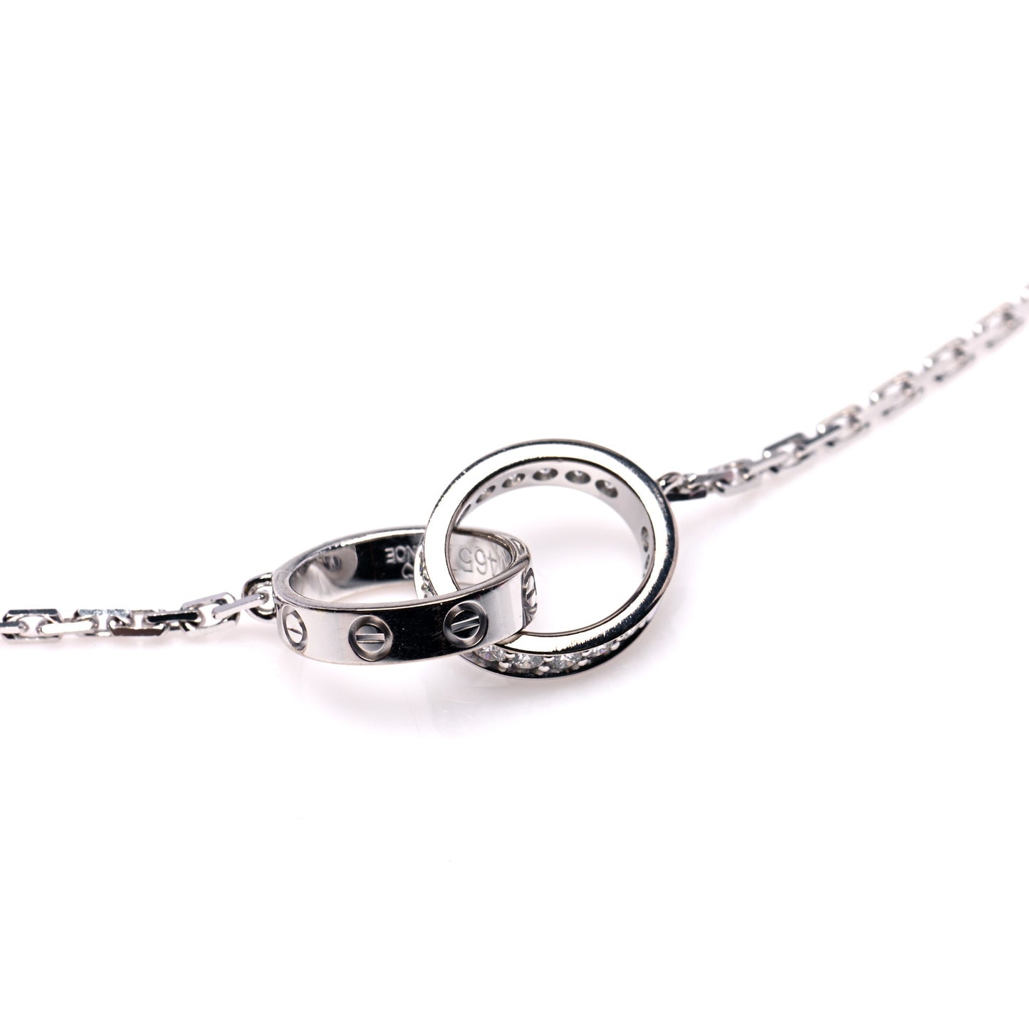 18K White Gold Diamond Interlocking LOVE Necklace