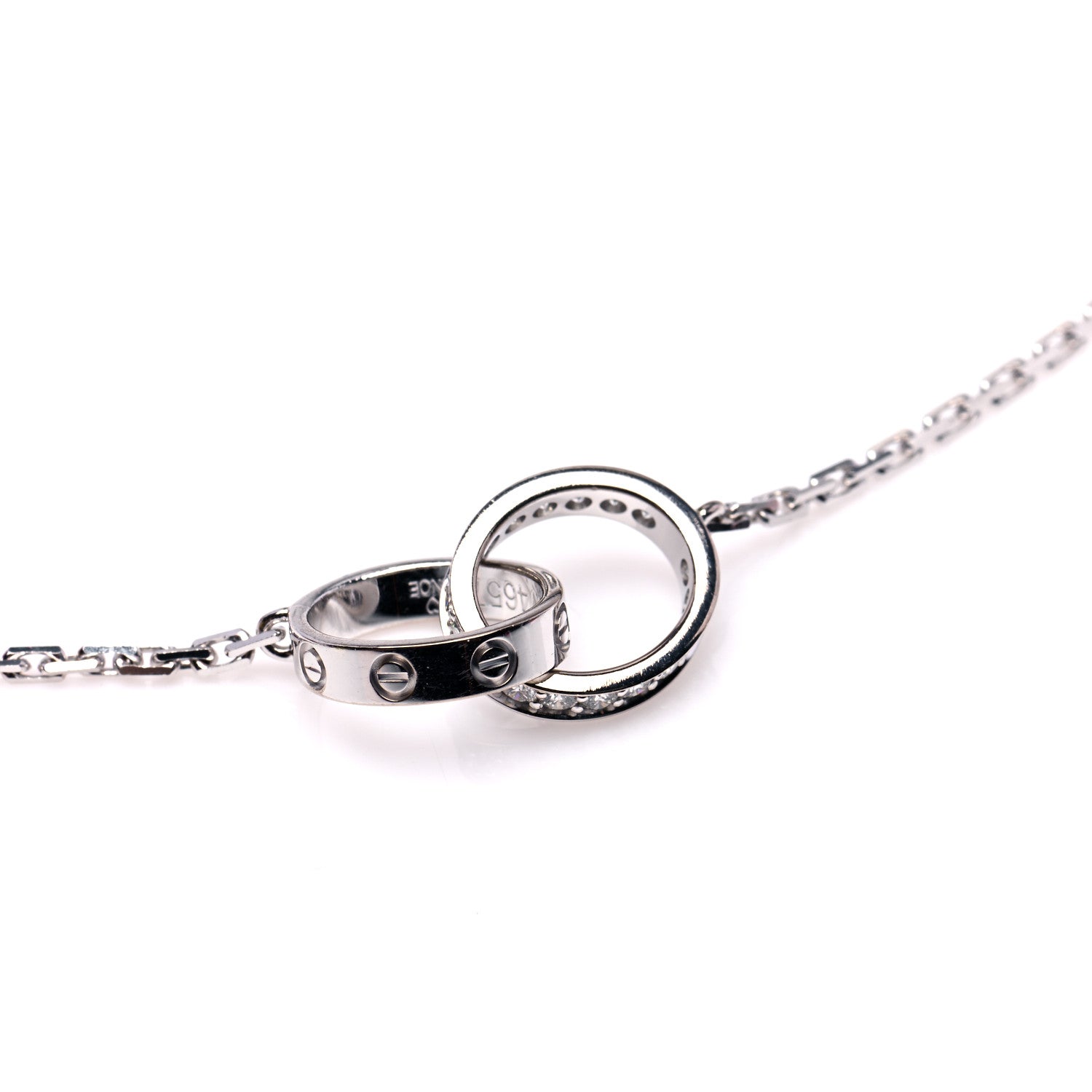 Cartier 18K White Gold Diamond Interlocking LOVE Necklace 4 of 6