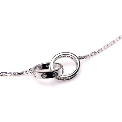 Cartier 18K White Gold Diamond Interlocking LOVE Necklace 4 of 6