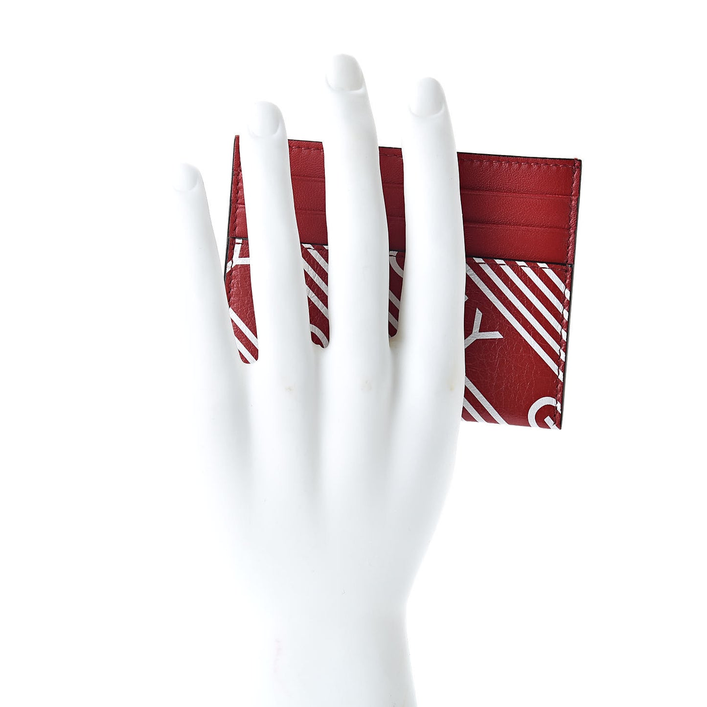 Lambskin logo Printed Card Holder Red