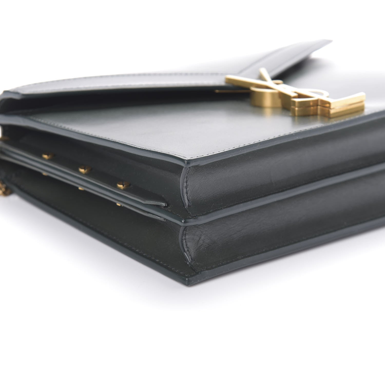 Saint Laurent Smooth Calfskin Monogram Cassandra Clasp Bag Dark Green 7 of 8