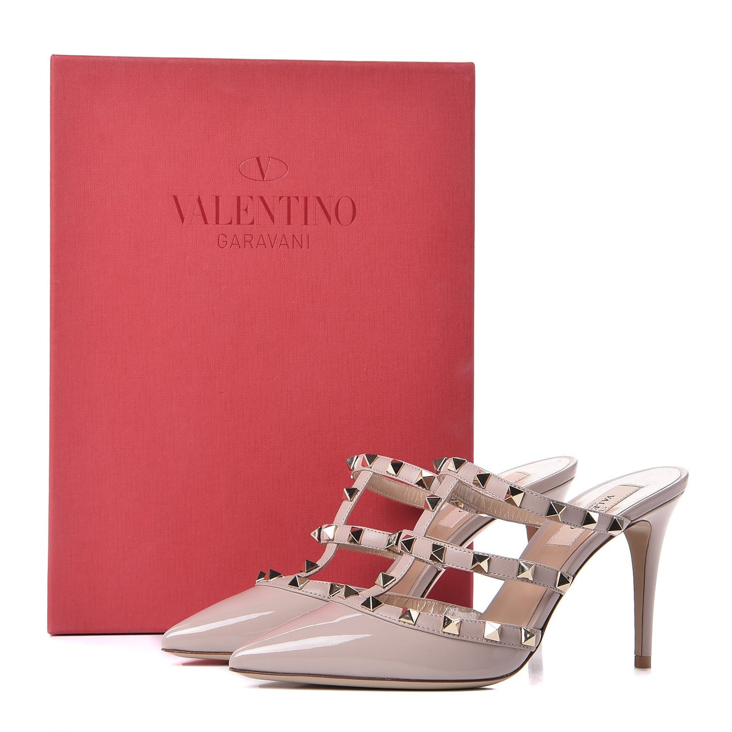 Patent Rockstud 90mm Cage Mules 37 Poudre