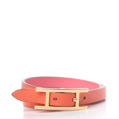 Hermes Swift Behapi Double Tour Reversible Bracelet XS Rose Lipstick Orange Poppy 3 of 7