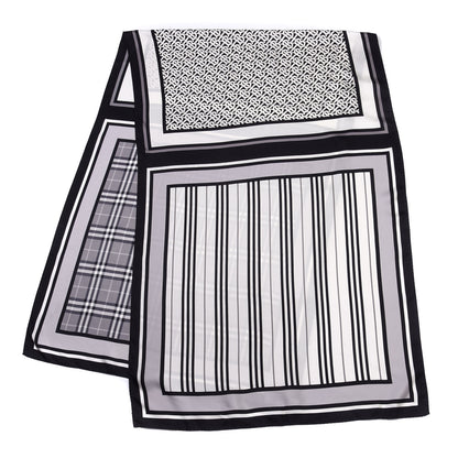 Burberry Silk Vintage Check Icon Stripe TB Monogram Print Scarf Archive Black White 3 of 8