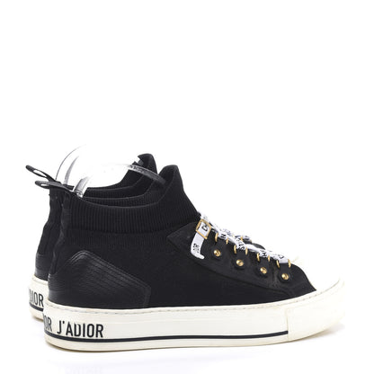 Christian Dior Technical Knit Calfskin Womens Walk'N'Dior High Top Sneakers 38 Black 5 of 9