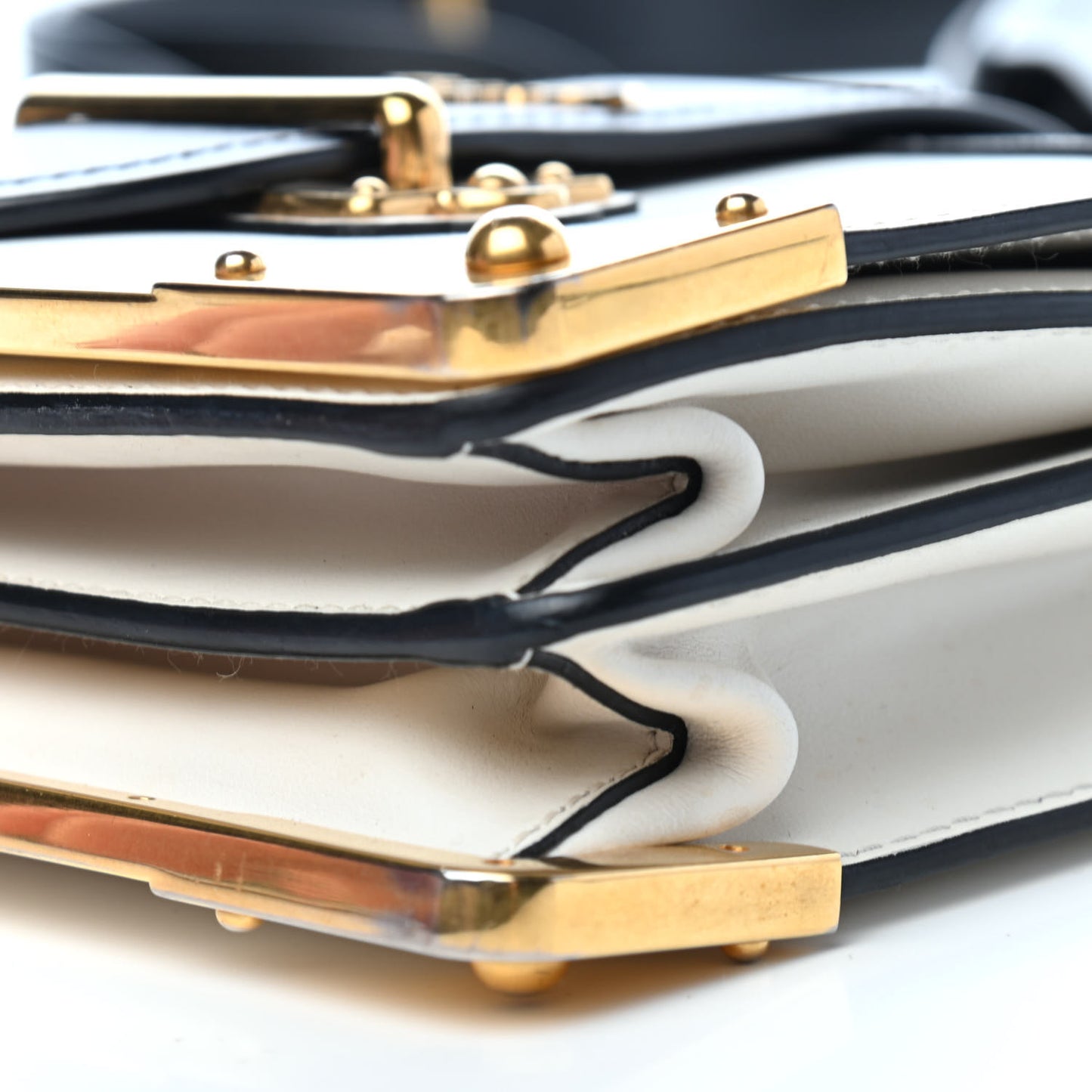 City Calf Saffiano Cahier Bag White Black