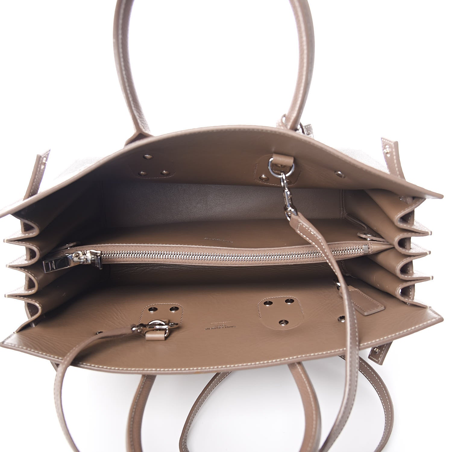 Saint Laurent Grained Calfskin Topstitch Small Classic Sac De Jour Taupe 5 of 13