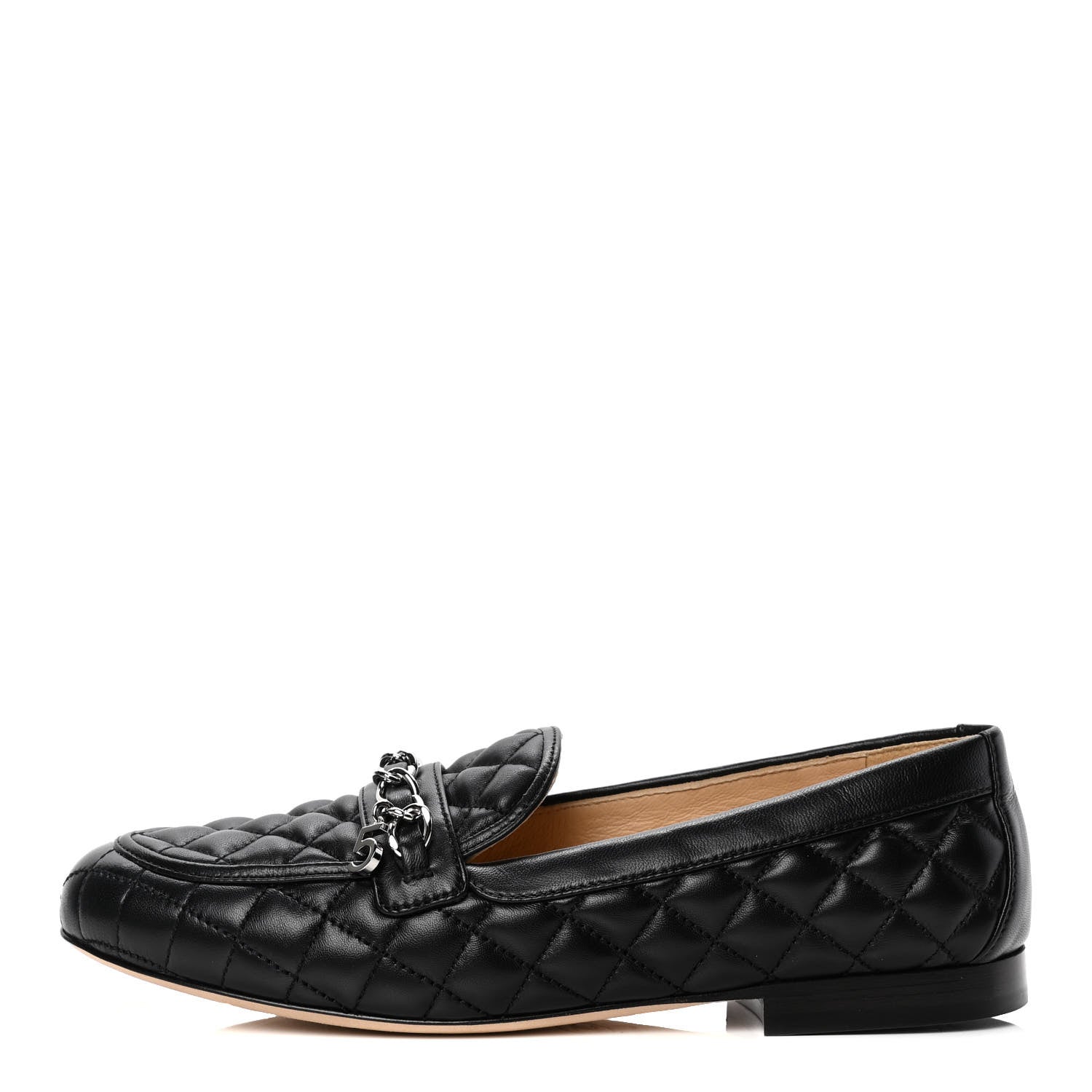 Chanel Lambskin Quilted Womens Chain CC Loafers 36 Black 1 of 4