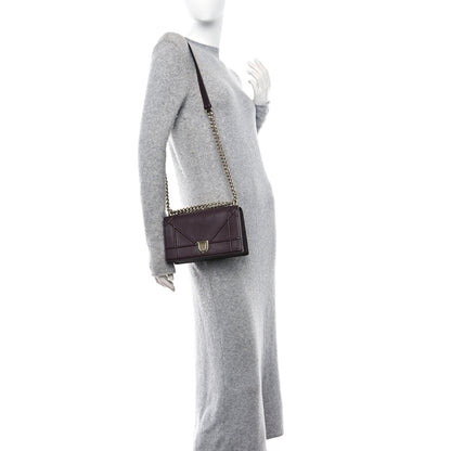 Christian Dior Grained Calfskin Small Diorama Flap Bag Burgundy 2 of 10