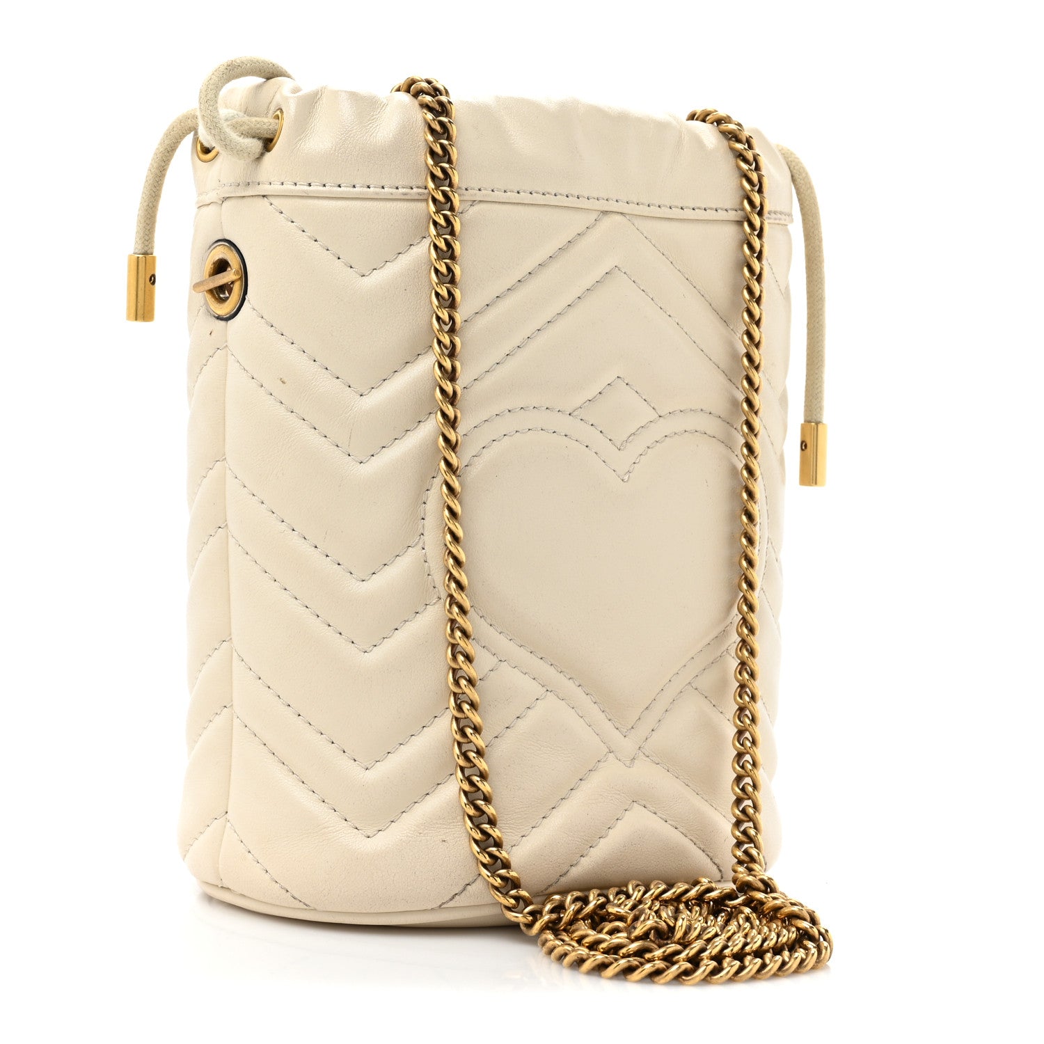 Gucci Calfskin Matelasse Mini GG Marmont 2.0 Bucket Bag White 3 of 16