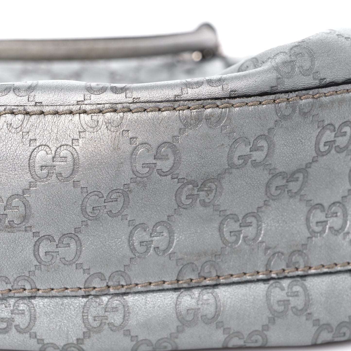 Metallic Guccissima Medium Sukey Tote Silver