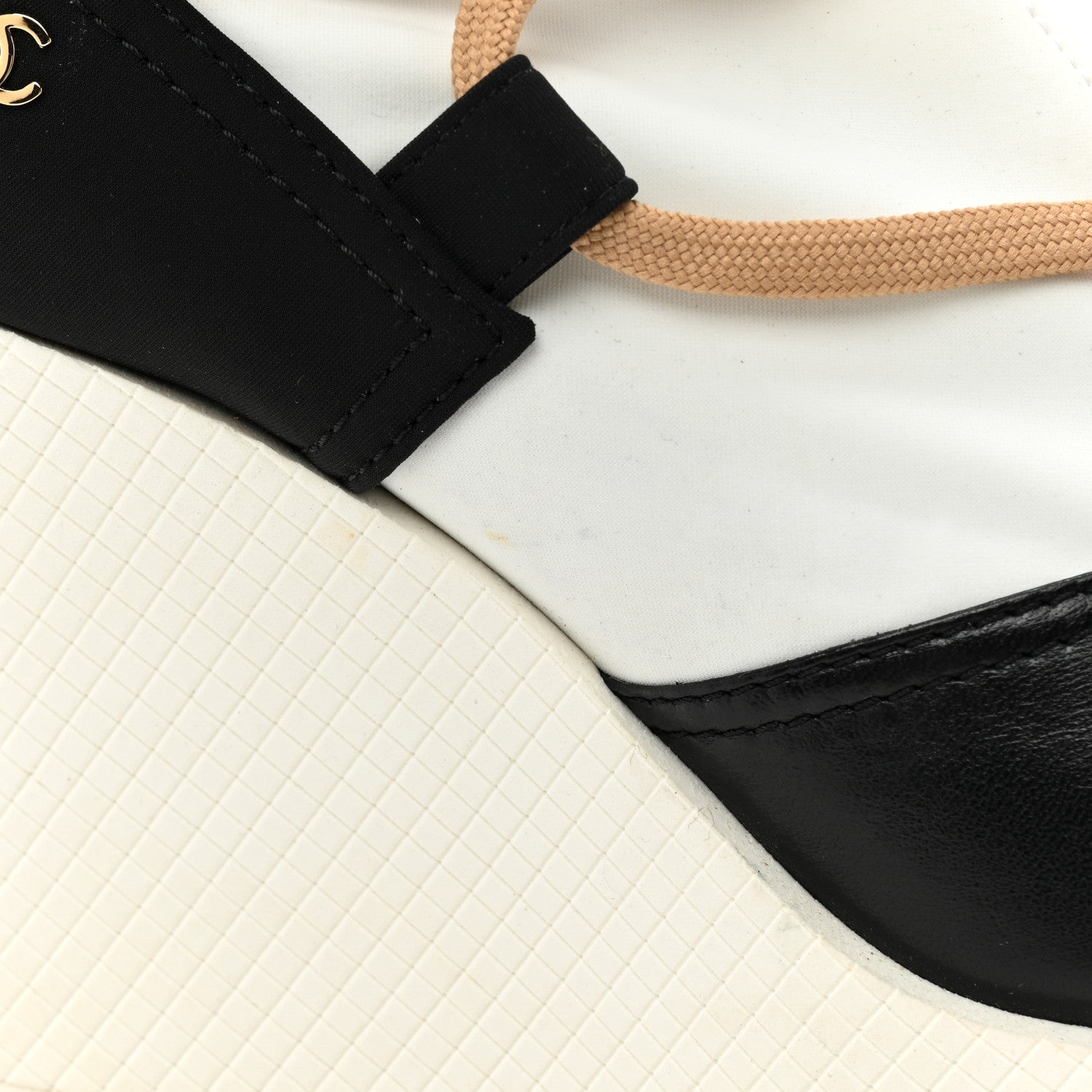 Chanel Patent Calfskin Runway Wedge Short Platform Boots 39.5 Black White Beige 11 of 12