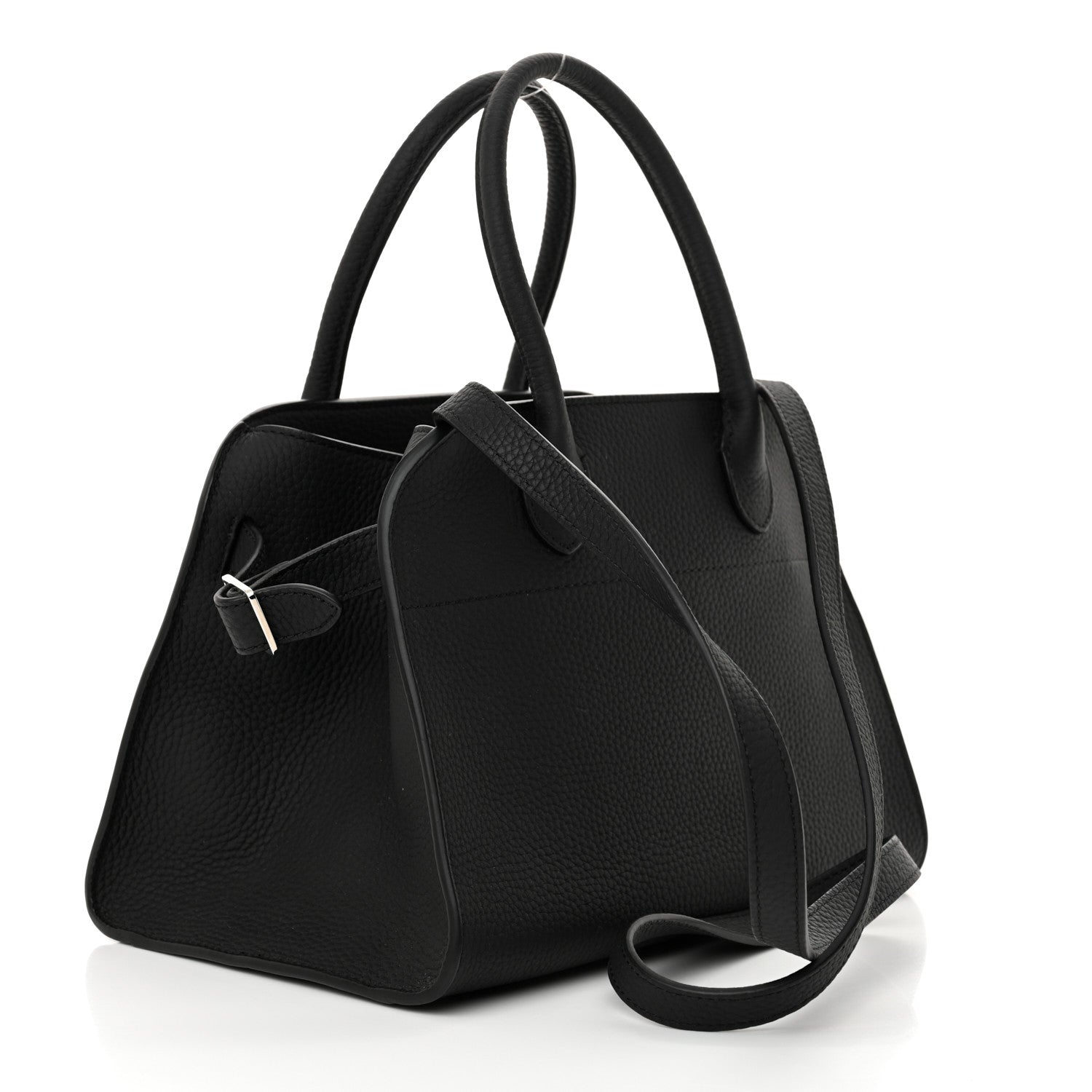 The Row Grained Calfskin Soft Margaux 10 Bag Black 3 of 11
