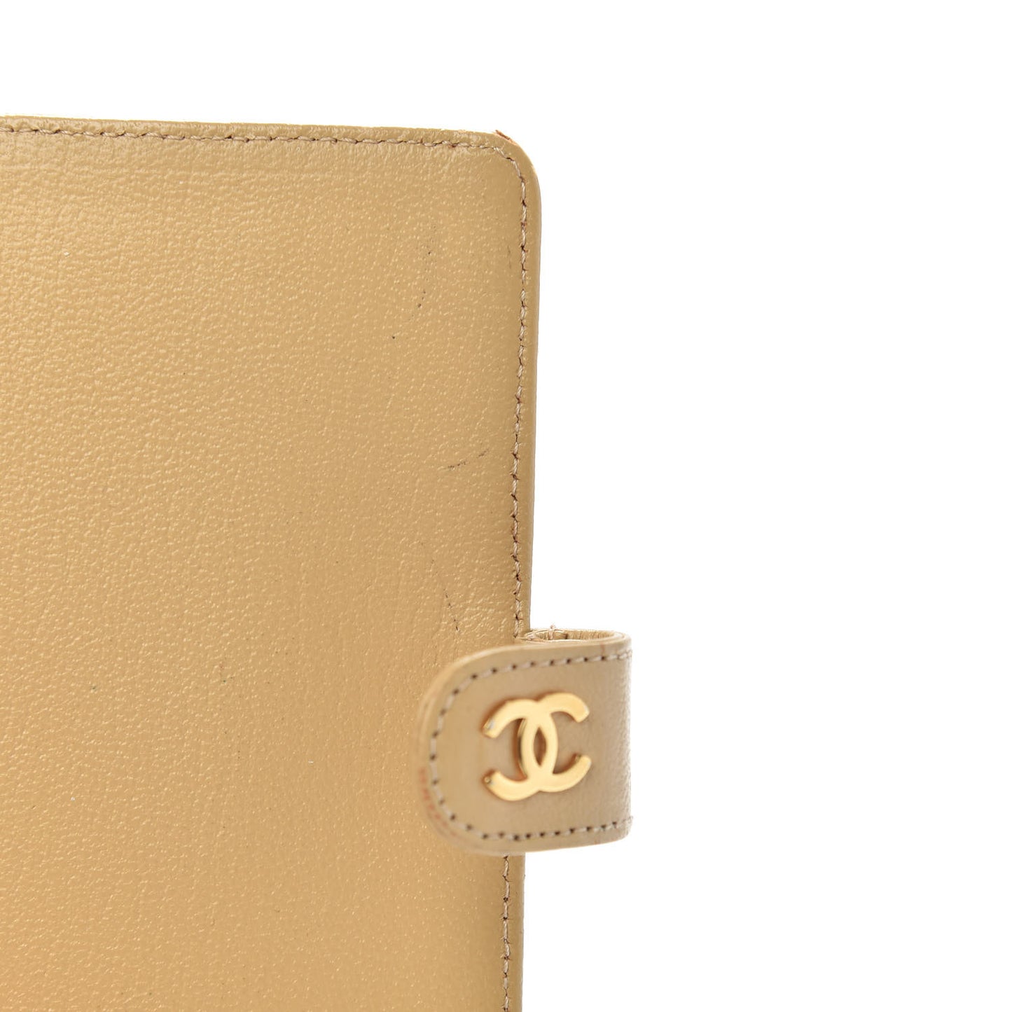 Goatskin Small Ring Agenda Planner Beige