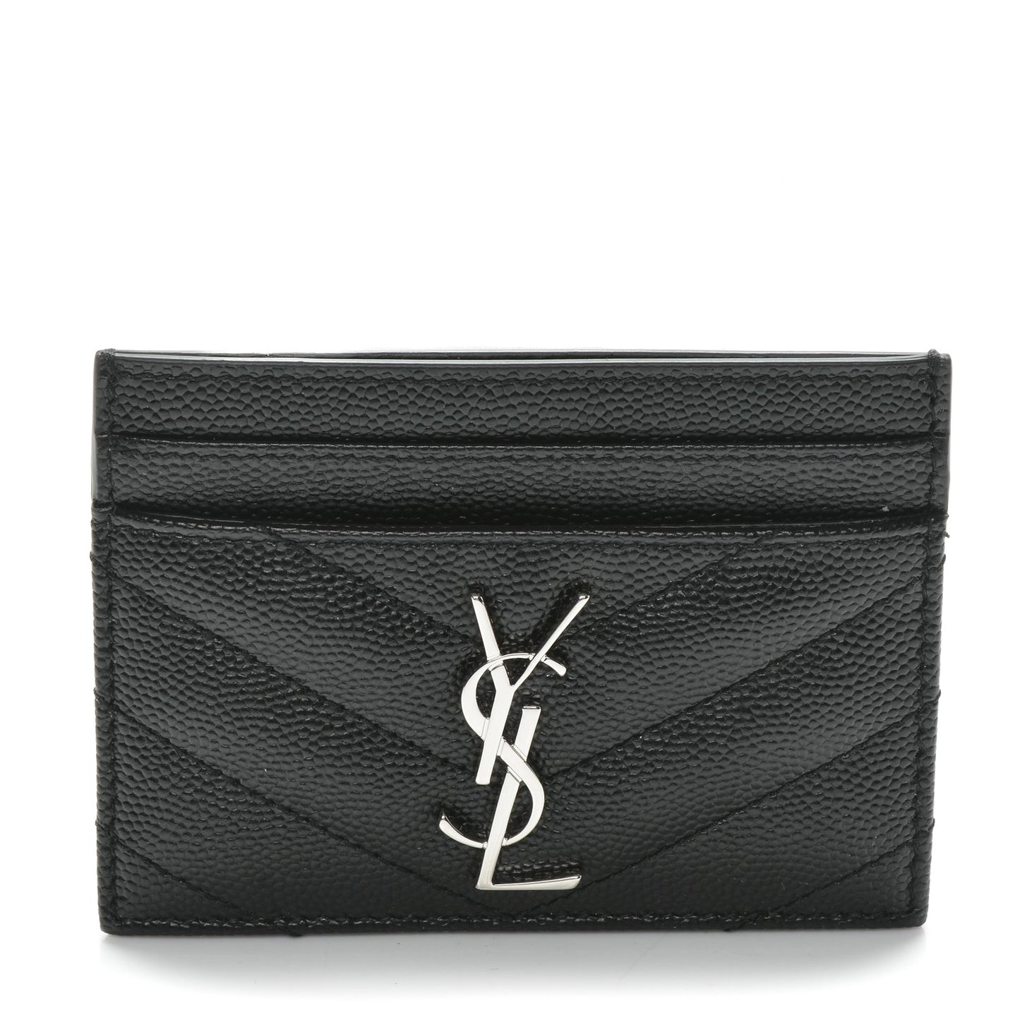 Grain De Poudre Matelasse Chevron Monogram Credit Card Case Black