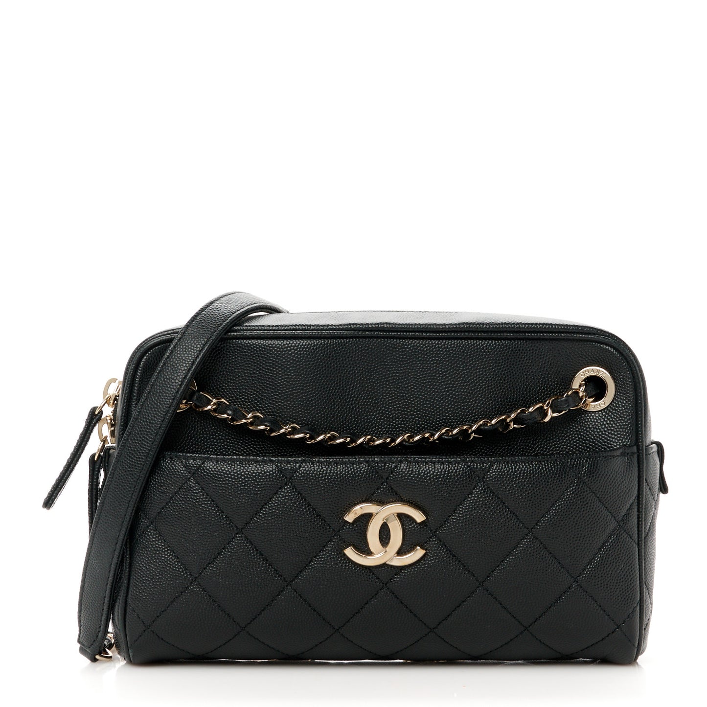 Caviar Quilted Small In & Out Camera Case Black