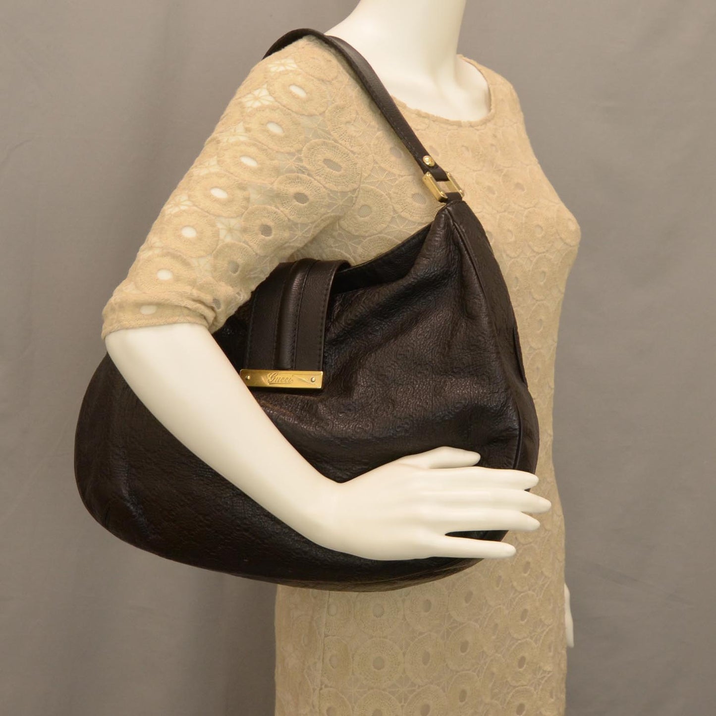 Guccissima New Ladies Web Hobo Black