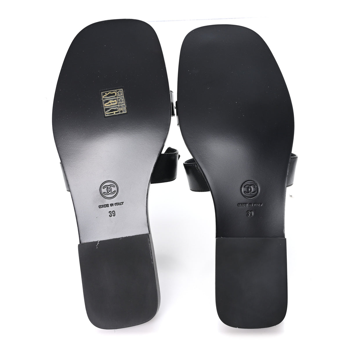 Chanel Lambskin CC Cut Out Mules Sandals 39 Black 6 of 10