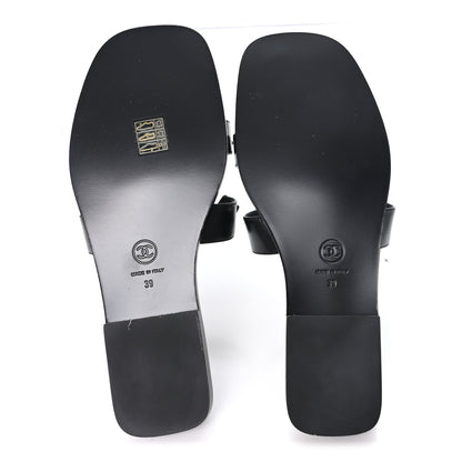 Chanel Lambskin CC Cut Out Mules Sandals 39 Black 6 of 10